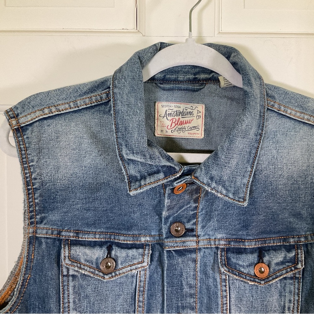 Scotch & Soda Amsterdam Blauw Men’s Denim Distressed Vest. Size M - Picture 3 of 6